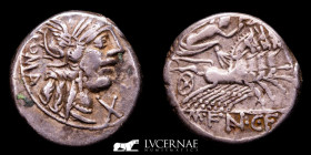 M. Fannius C.f Silver denarius 3.82g. 17 mm. Rome 123 B.C. gVF