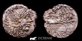 M. Fannius C.f Silver denarius 3.75g. 17 mm. Rome 123 B.C. nEF