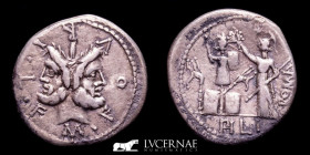 M Furius Lf Philus Silver Denarius 3,62 g. 21 mm. Rome 119 BC GVF