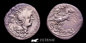 M Lucilius Rufus Silver Denarius 3.52 g. 19 mm. Rome 105 B.C. Good very fine