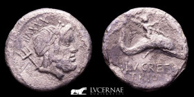 L Lucretius Trio Silver Denarius 3.22 g. 18 mm. Rome 76 BC gVF
