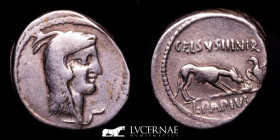L. Papius Celsius Silver Denarius 3.75 g. 19 mm. Rome 45 B.C. gVF