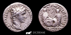 Augustus Silver Denarius 3,56 g. 18 mm. Lugdunum 2 B.C.- 4 A.D. GVF