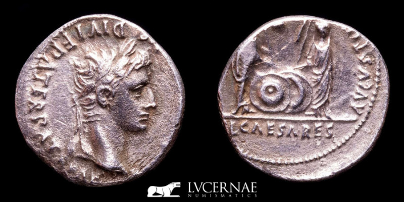 Roman Empire - Augustus (27 B.C. - 14 A.D.) Silver denarius (3,48 g. 18 mm.) Lug...