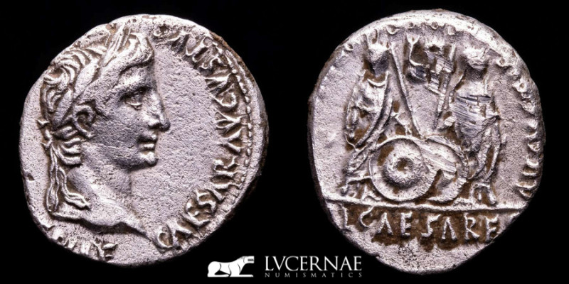 Roman Empire - Augustus (27 B.C. - 14 A.D.) Silver denarius (3.77g. 18 mm.) Lugd...