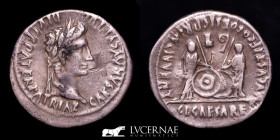 Augustus Silver Denarius 3.67 g. 21 mm. Lugdunum 2 B.C.- 4 A.D. gVF