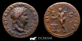 Nero Bronze As 10,66 g. 28 mm Lugdunum 66 A.D. GVF