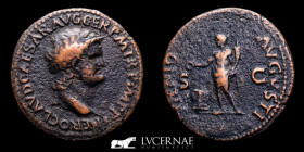Nero Bronze Semis 9,55 g. 28 mm Lugdunum 66 A.D. GVF