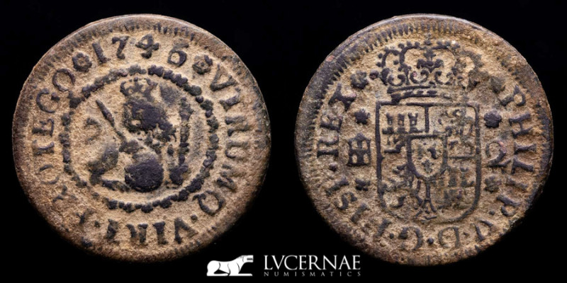 Spain - Felipe V (1700 - 1746)

2 Maravedis - Segovia - 1745. - Copper

3,50 g. ...