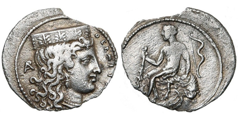 SICILE, THERMAI HIMERAI, AR litre, 405-350 av. J.-C. D/ ΘΕΡΜΙΤΑΝ T. d'Héra à d.,...