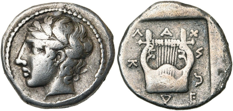 MACEDOINE, OLYNTHOS, Ligue chalcidienne, AR tétrobole, vers 427-421 av. J.-C. D/...