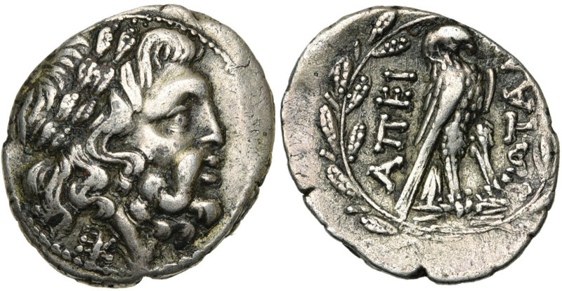 EPIRE, Ligue épirote, AR drachme, 234-168 av. J.-C. D/ T. de Zeus à d., cour. de...