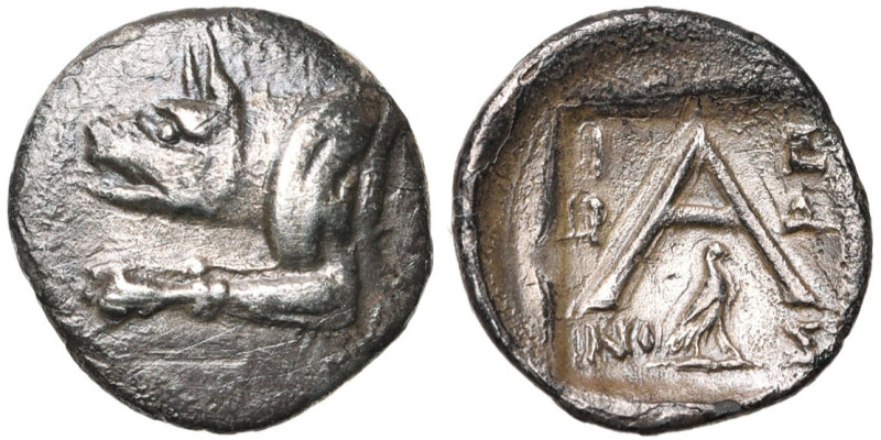 ARGOLIDE, ARGOS, AR drachme, vers 80-50 av. J.-C. D/ Protome de loup à g. R/ Gra...