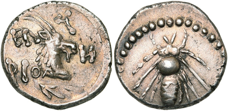 CRETE, ELYROS, AR drachme, vers 300-270 av. J.-C. D/ EΛ-Y/PIO-N T. de bélier à d...