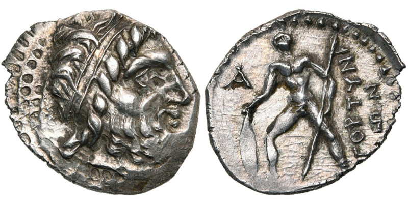 CRETE, GORTYNE, AR drachme, vers 94-86 av. J.-C. Classe C. D/ T. diad. de Zeus à...