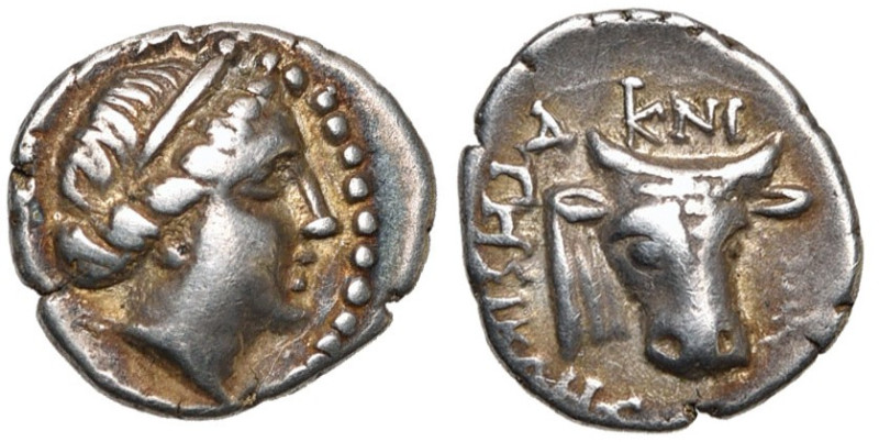 CARIE, CNIDE, AR hémidrachme, 300-225 av. J.-C. D/ T. d'Aphrodite à d., les chev...