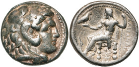 ROYAUME DE MACEDOINE, Alexandre III le Grand (336-323), AR tétradrachme, 311-305 av. J.-C., Babylone. D/ T. d'Héraclès à d., coiffé de la dépouille de...