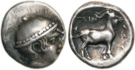 THRACE, AINOS, AR diobole, 429-427 av. J.-C. D/ T. d'Hermès à d., coiffé du pétase. R/ AIN Chèvre à d. Devant, massue. May, Ainos, 144. 1,28 g. Rare. ...