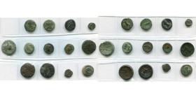 lot de 13 bronzes, dont: Campanie, Neapolis, T. de Nymphe/Taureau androcéphale; Apulie, Arpi, T. de Zeus/Sanglier; Lucanie, Poseidonia, Poséidon/Taure...
