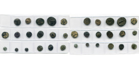 lot de 17 bronzes, dont: Royaume séleucide, Antiochos II, T. d'Apollon/Trépied; Antiochos IV, T. de Déméter/Eléphant; Syrie, Antioche, T. de Zeus/Zeus...