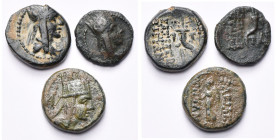 ROYAUME D'ARMENIE, Tigrane II (95-56), lot de 3 chalques: T. à d./Corne d'abondance (2), Niké. Bedoukian 104 (2), 120.

Beau à Très Beau