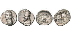 ROYAUME PARTHE, Orodes Ier (90-77), lot de 2 drachmes frappées à Rhagae: Sellwood 30/16 (roi indéterminé) et 31/6.

Très Beau