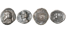 ROYAUME PARTHE, lot de 2 drachmes: Phraates III, Ecbatane; Orodes II, Mithradatkart. Sellwood 38/3 et 47/31.

Très Beau