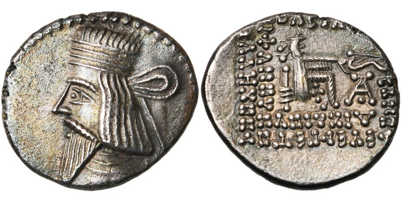 ROYAUME PARTHE, Artaban II (10-38), AR drachme, Ecbatane. D/ B. diad. à g. R/ Ar...