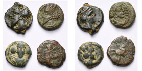 ROYAUME PARTHE, Osroes Ier (109-129), lot de 4 bronzes: dichalque, R/ T. de Tyché; chalque, R/ B. de Tyché ten. un caducée, T. de Tyché à d., Griffon....