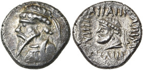 ROYAUME ELYMAIDE, Kamnaskires V, AR drachme, Séleucie sur Hedyphon. Sous-type 2-6A. D/ B. barbu, diad. à g. R/ Petit b. masc. diad. à g. Alram 464; El...
