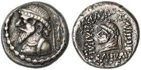 ROYAUME ELYMAIDE, Kamnaskires V, AR hémidrachme, 46-45 av. J.-C., Séleucie sur Hedyphon. Sous-type 3-1. D/ B. barbu, diad. à g. A d., étoile au-dessus...