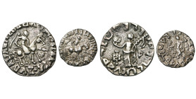 ROYAUME INDO-SCYTHE, Azès (-57-5), lot de 2 p.: tétradrachme, R/ La déesse de la Cité; drachme, R/ Zeus deb. ten. le foudre. Senior, Indo-Scythian, 82...