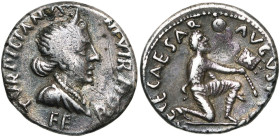 AUGUSTE (-27-14), denier, 18 av. J.-C., Rome. Monétaire: P. Petronius Turpilianus. D/ TVRPILIANVS- III·VIR/ FE-RON B. diad., dr. de Feronia à d. R/ CA...