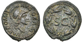 DOMITIEN Auguste (81-96), AE quadrans, s.d. (84-85), Rome. D/ IMP DOMIT AVG GERM B. casqué, dr. de Minerve à d. R/ SC dans une couronne de laurier. BM...