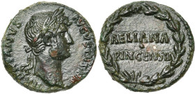 HADRIEN (117-138), AE quadrans, s.d. (128-129). Mines impériales. D/ HADRIANVS AVGVSTVS PP T. l. à d. R/ Dans une couronne, AELIANA/ PINCENSIA (Pincum...