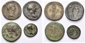 TRAJAN (98-117), lot de 3 sesterces et 1 as: sesterce, R/ Colonne de Trajan, Victoire, L'empereur entouré de l'Euphrate, du Tigre et de l'Arménie; as,...