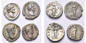 lot de 4 deniers: Antonin le Pieux (TB), R/ Aequitas, Annona; Aelius César (B à TB), R/ Pietas levant la main au-dessus d'un autel, Pietas ten. une pa...