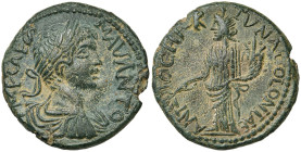 PISIDIE, ANTIOCHE, Caracalla Auguste (198-217), AE bronze, avant 203. D/ IMP CAES M ΛV ΛNTO B. l., dr., cuir. à d. R/ FORTVNA COLONIAE ANTIOCH Fortuna...