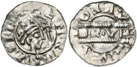 NEDERLAND, FRIESLAND, Graafschap, Bruno III (1050-1057), AR denarius, Leeuwarden. Met titel van Hendrik III. Vz/ Gekroond hoofd naar r., met daarvoor ...