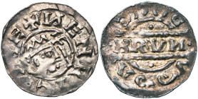 NEDERLAND, FRIESLAND, Graafschap, Bruno III (1050-1057), AR denarius, Dokkum. Met titel van Hendrik III. Vz/ Gekroond hoofd naar r., met daarvoor een ...