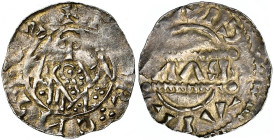 NEDERLAND, HOLLAND, Graafschap, Floris I (1049-1061), AR denarius, Leiden. Vz/ + F[LO]RCTIV• Bb. met lans en kruisscepter van voren. Drie punten li...