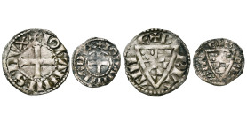 FRANCE, BRETAGNE, Duché, Jean Ier le Roux (1237-1286), Billon lot de 2 p.: denier et obole à l'écu (rare). Jézéquel 49, 50.

Très Beau
