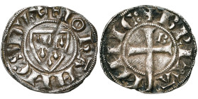 FRANCE, BRETAGNE, Duché, Jean III le Bon (1312-1341), AR denier, Saint-Brieuc (?). D/ + IOHANNES DVX Ecu d'hermines. R/ + BRITA-NNIE: Croix latine, B ...