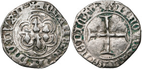 FRANCE, BRETAGNE, Duché, Jean V (1399-1442), AR blanc, vers 1423-1436, Dinan. D/ Quatre mouchetures dans un polylobe. R/ Croix pattée. Jézéquel 329; D...