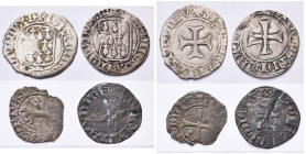 FRANCE, BRETAGNE, Duché, Jean V (1399-1442), lot de 4 p.: blanc à la targe, Dinan et Morlaix; double denier à l'hermine, Morlaix et Nantes (Beau, rare...