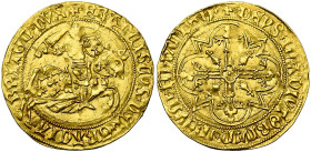 FRANCE, BRETAGNE, Duché, François Ier (1442-1450) ou François II (1458-1488), AV florin d'or (écu d'or au chevalier), s.d., Nantes. D/ + FRANCISCVS DE...