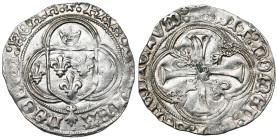 FRANCE, Royaume, Charles VIII (1483-1498), billon blanc à la couronne de Bretagne, à partir de 1491, Rennes. D/ Ecu de France entre trois couronnelles...