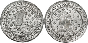 FRANCE, Etain médaille, 1493. Passage de Charles VIII et Anne de Bretagne à Lyon. D/ B. du roi à d. sur un semis de lis. R/ B. de la reine à d. sur un...