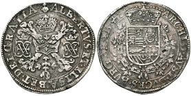 BRABANT, Duché, Albert et Isabelle (1598-1621), AR patagon, s.d. (1612-1621), Bruxelles. D/ Croix de Bourgogne sous une couronne, portant le bijou de ...