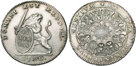 BRABANT, Duché, Etats-Belgiques-Unis (1790), AR lion d'argent (3 florins), 1790, Bruxelles. Petite date. Tranche inscrite: QVID FORTIVS LEONE. D/ Le l...